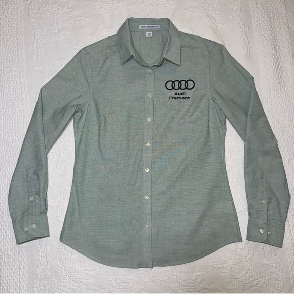 Women’s Audi Button Up Shirt Long Sleeves Light Green Fremont Costume Car Sale - Picture 12 of 12